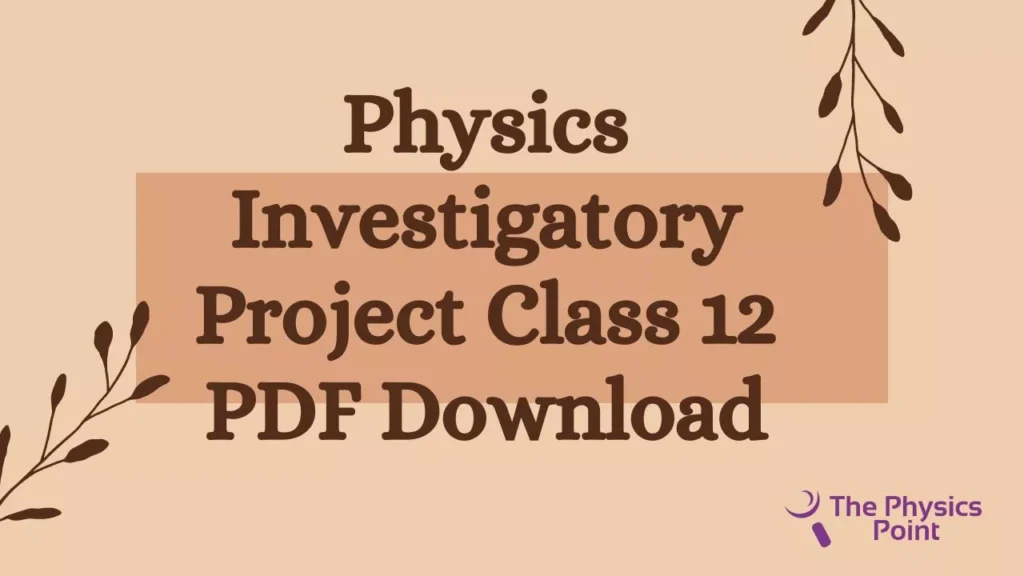 Chemistry Class 12 Investigatory Project