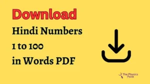 Hindi Numbers 1 to 100 in Words PDF
